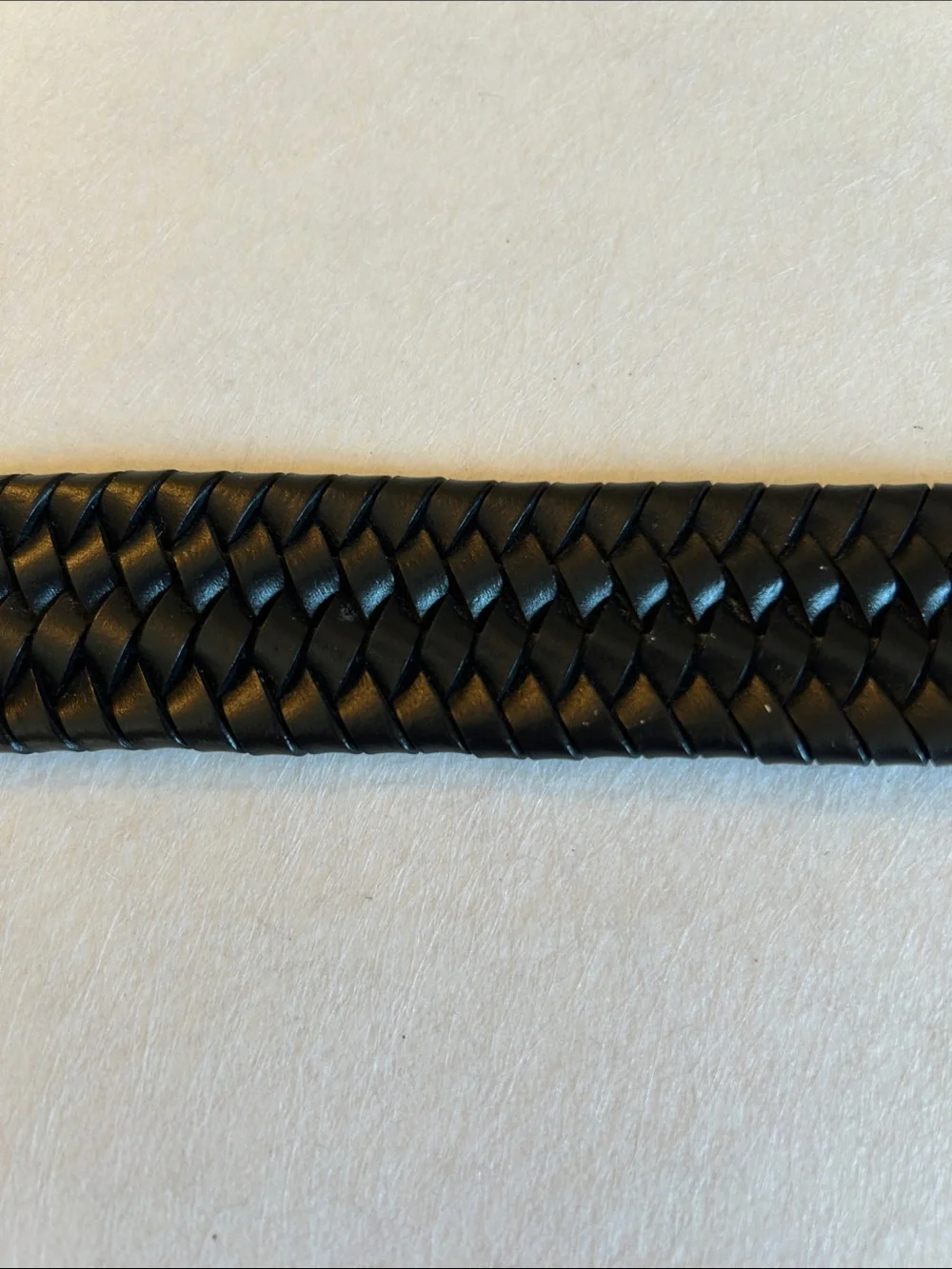 Nautica Black Braided Leather Belt with Silver Buckle